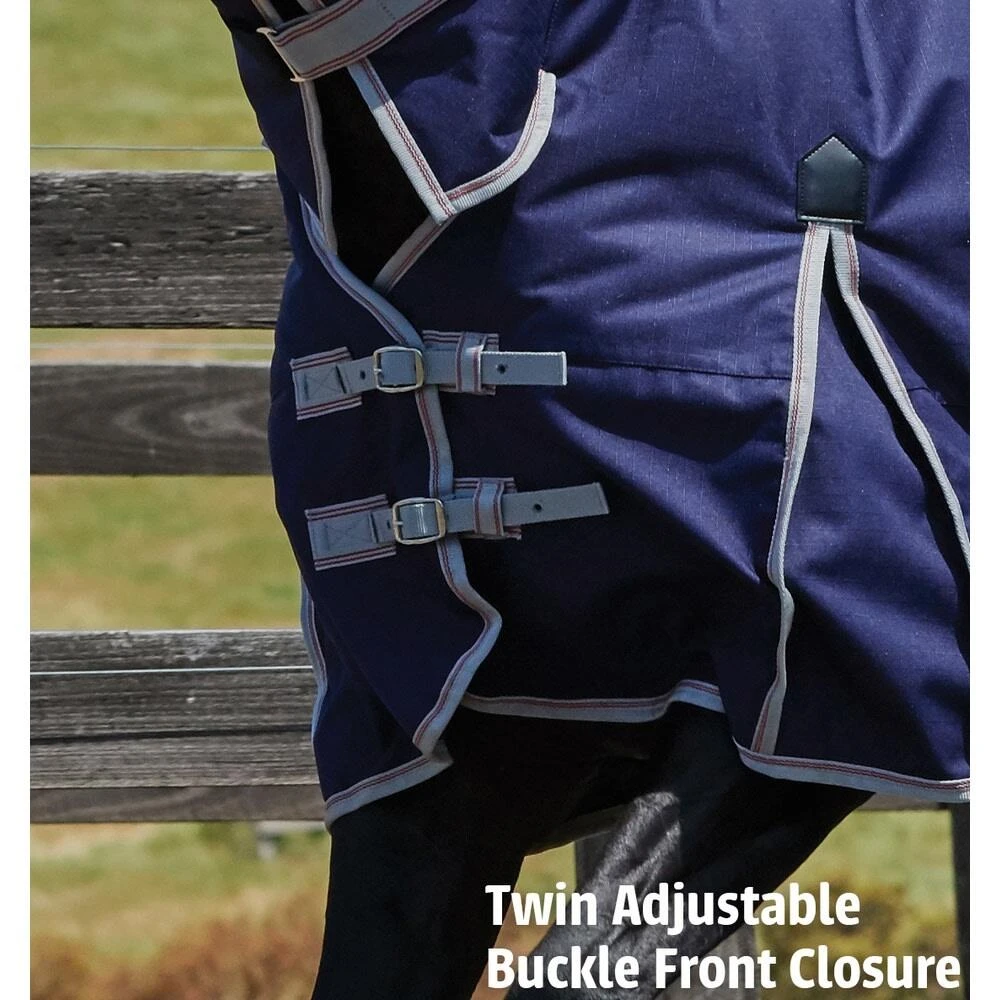 Weatherbeeta Comfitec Lite Plus Essential Standard Neck Turnout Rug (Navy/Silver/Red) - Image 2