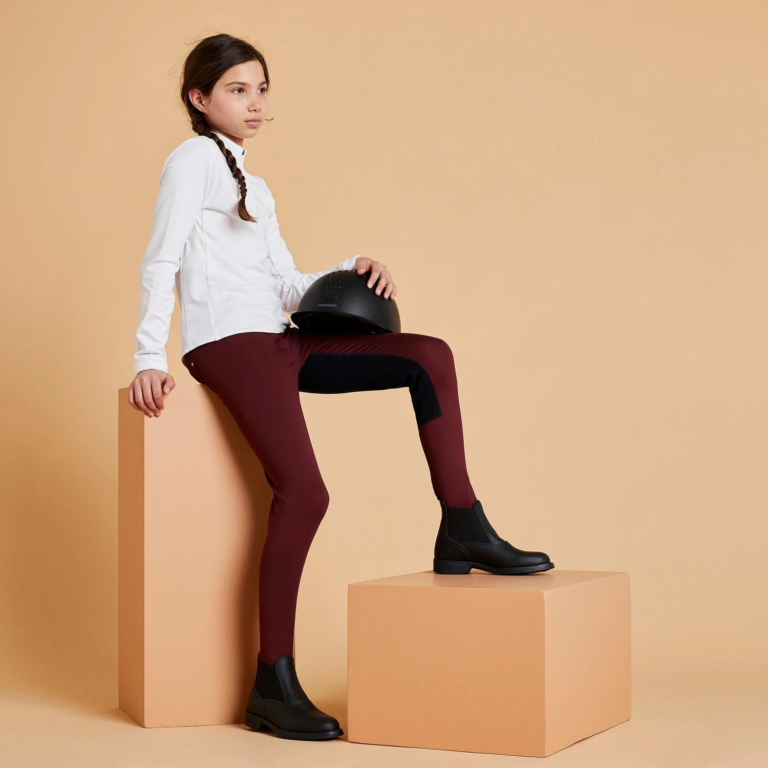 Kids' Warm Full Seat Horse Riding Jodhpurs 180 - Image 4