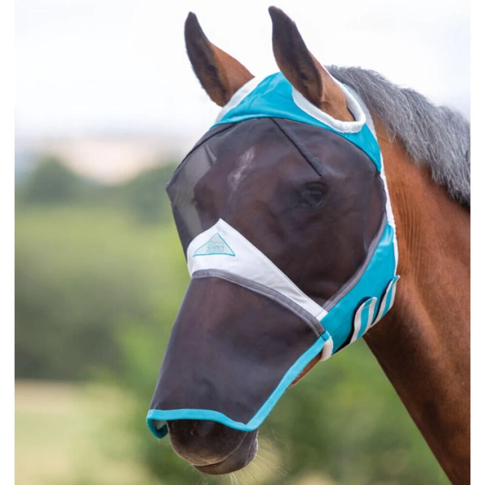 Fine Mesh Ear Holes Horse Fly Mask With Nose (Black) - Image 4