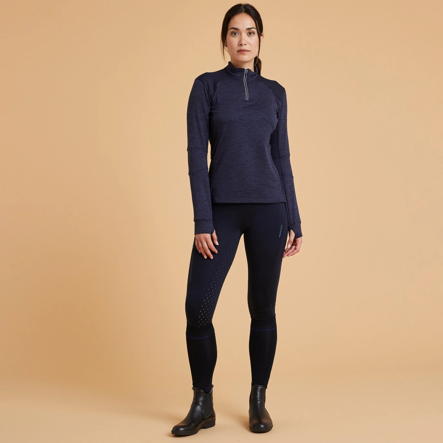 Women's Long-Sleeved Horse Riding Warm Polo Shirt 500 - Image 2