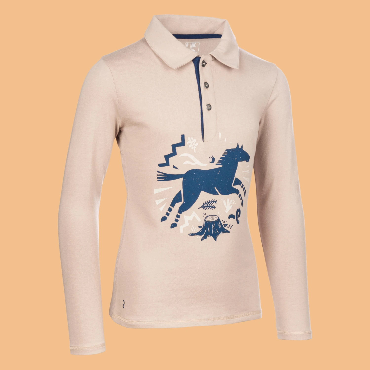 Girls' Long-Sleeved Horse Riding Polo Shirt 100 - Image 9