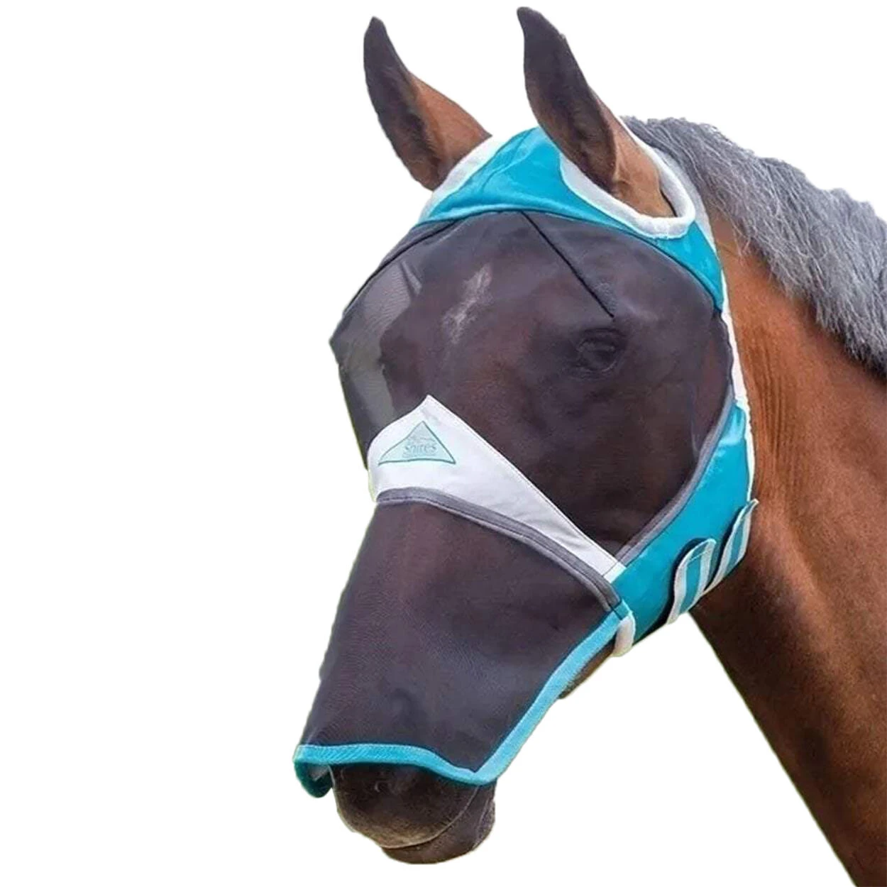Fine Mesh Ear Holes Horse Fly Mask With Nose (Black) - Image 3