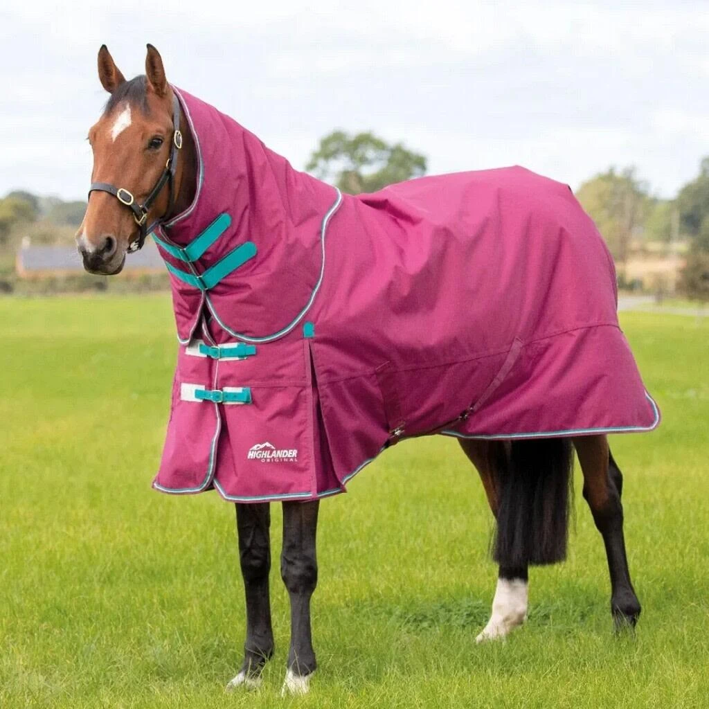 Highlander Original StandardNeck 300g Horse Turnout Rug & Neck Cover (Raspberry)