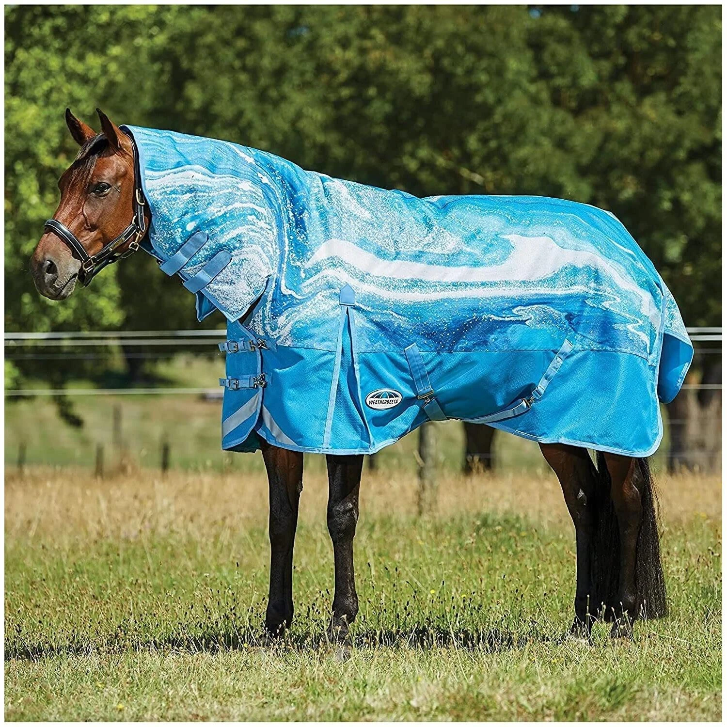 Weatherbeeta Comfitec Plus Dynamic II Medium Marble Horse Combo Turnout Rug (Blue) - Image 2