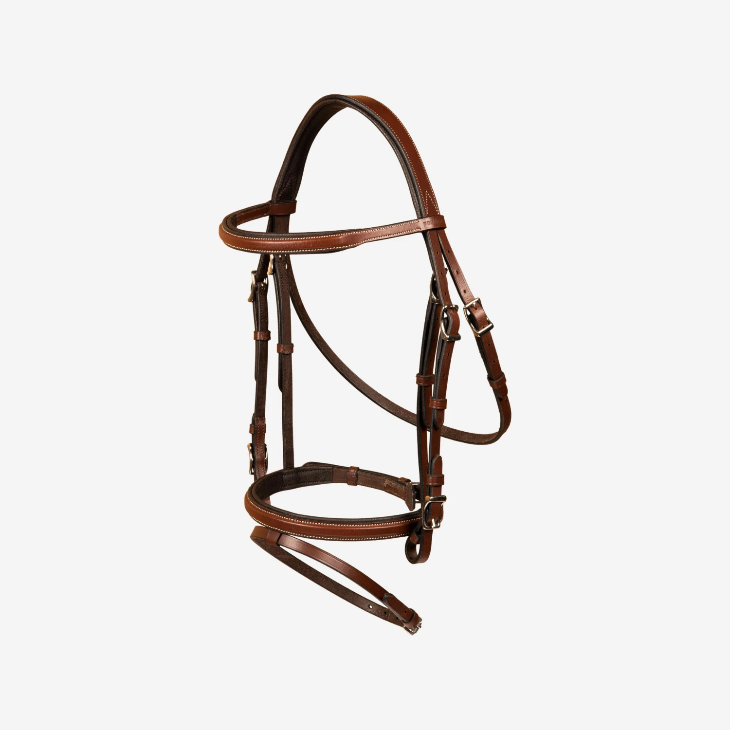 Horse Riding Leather Hybrid Bridle With French Noseband For Horse & Pony 500 - Image 3