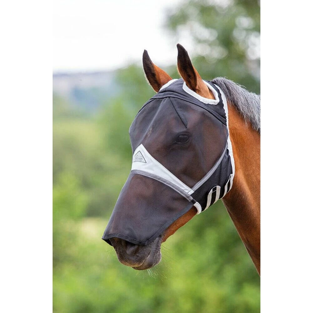 Fine Mesh Ear Holes Horse Fly Mask With Nose (Black) - Image 2